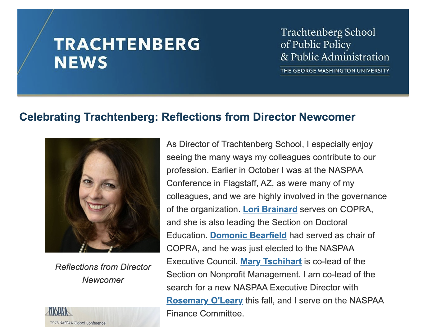 Screenshot of October 2025 Newsletter