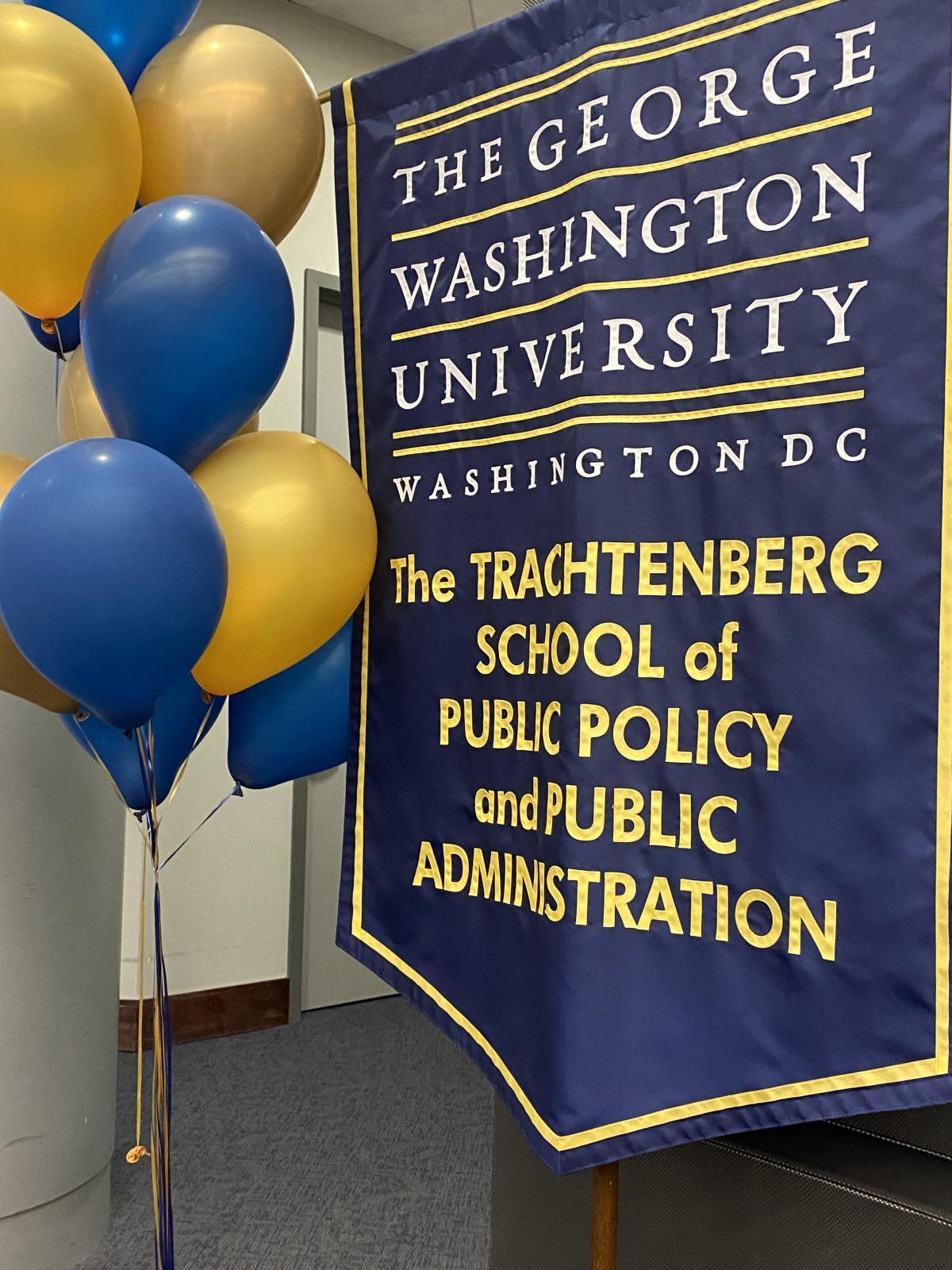 Trachtenberg banner and balloons